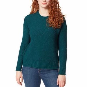 NWT Jessica Simspon Ladies' Woven Knit Roll Neck Sweater Small Teal